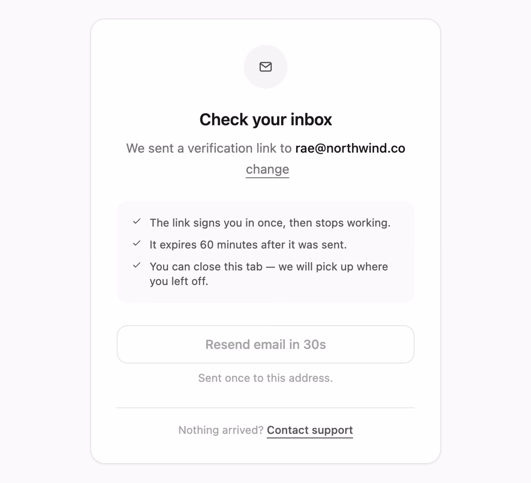 Podgląd: Verify email with resend timer