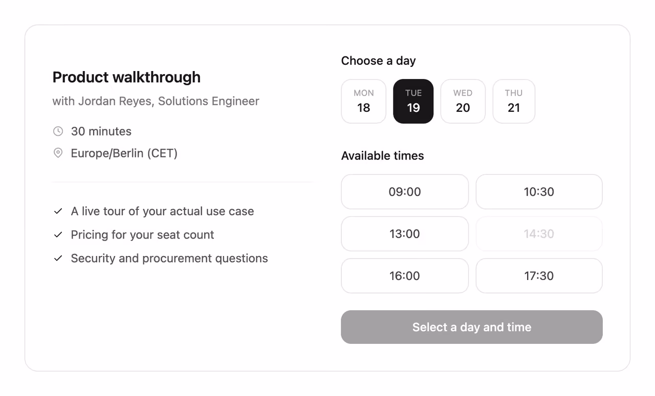 Podgląd: Demo booking with time slots