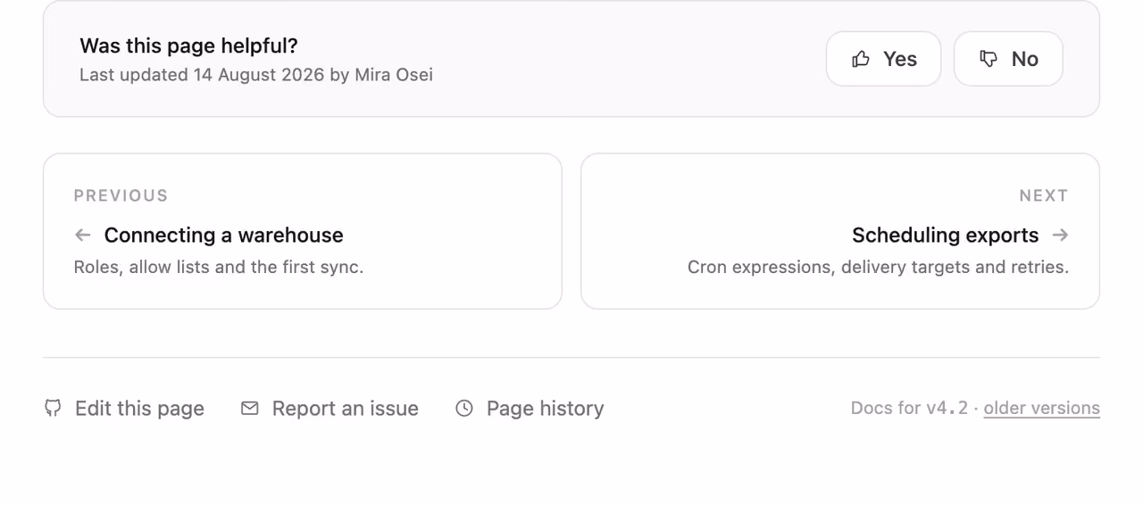 Podgląd: Docs footer with prev and next