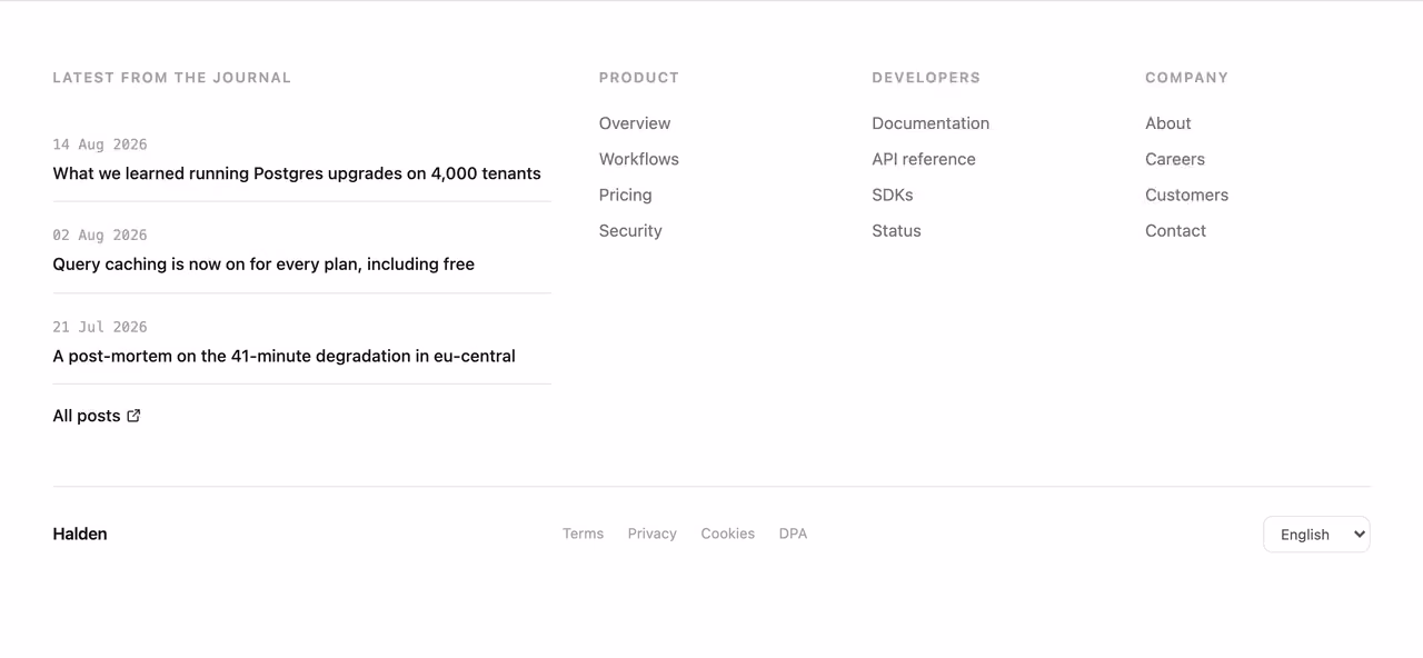 Podgląd: Footer with latest updates
