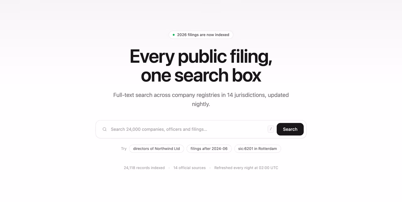 Podgląd: Search-first hero