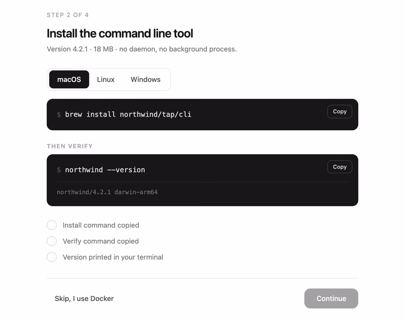Podgląd: Install the CLI step