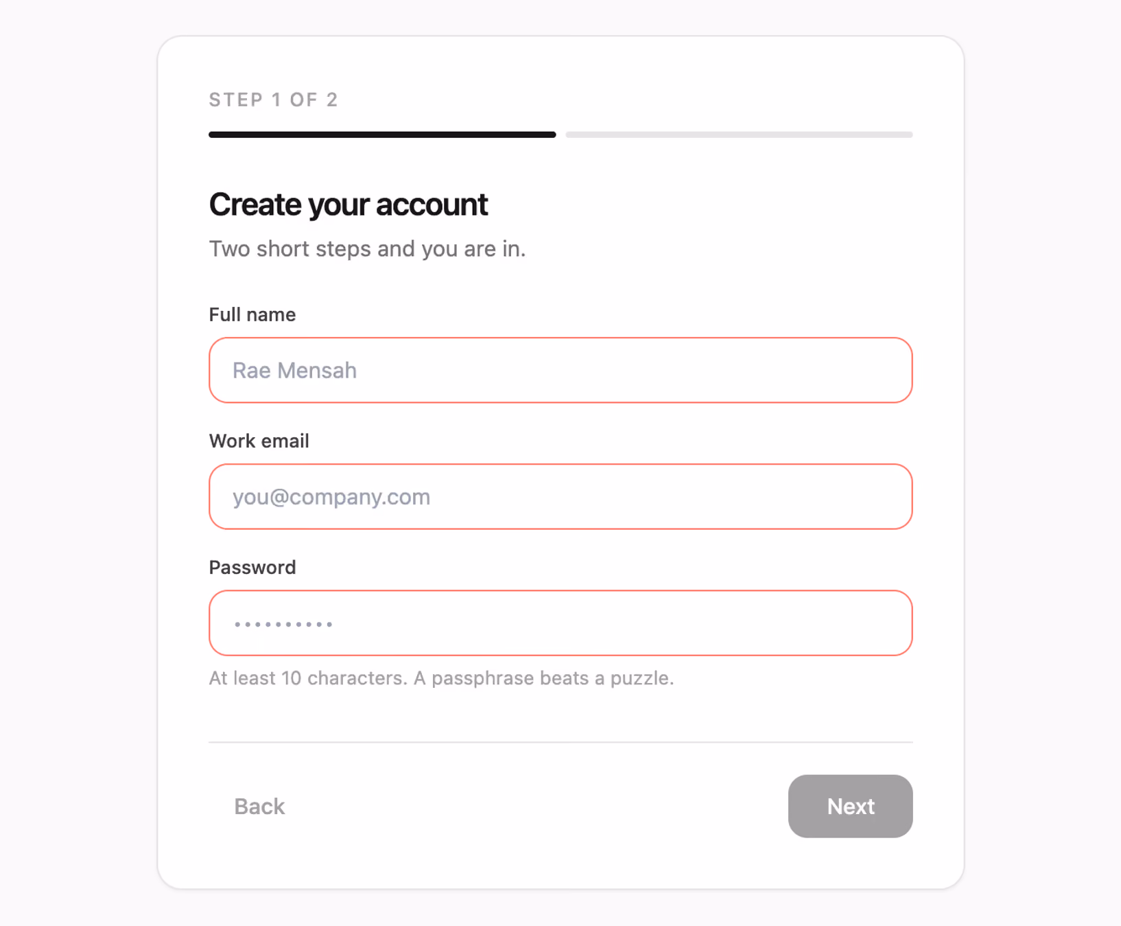 Podgląd: Two-step account wizard